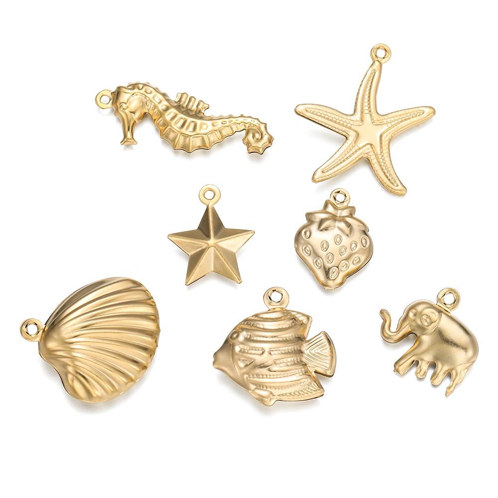 10pcs/lot Various Stainless Steel Shell Starfish Ocean Pendants For Handmade DIY Bracelet Bangle Pendant Jewelry Accessories
