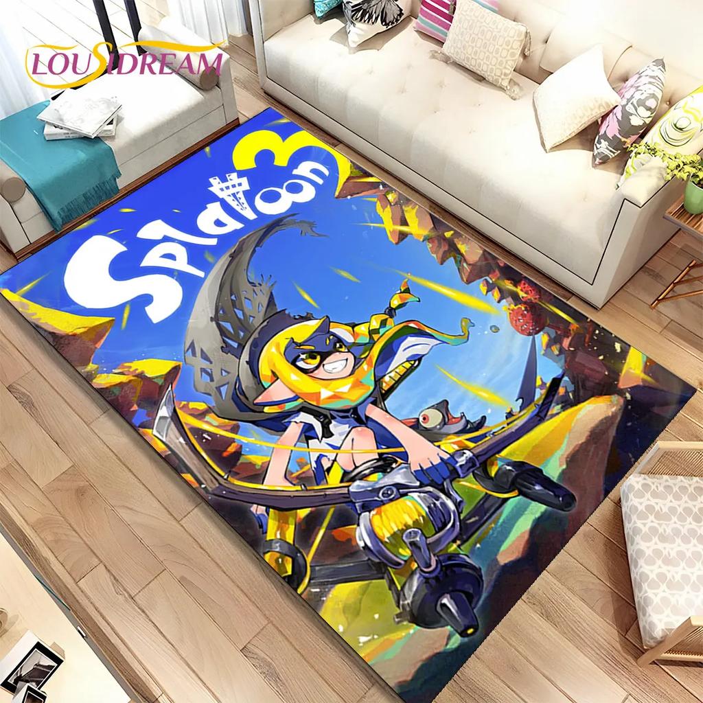 Игры, Splatoon, Мультяшный ковер с изображением геймеров, Ковер для гостиной, спальни, дивана, Придверный коврик, Декорация, Детский нескользящий коврик для пола