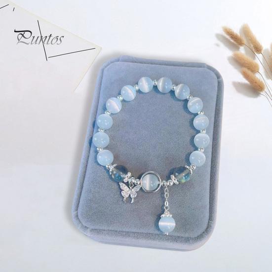 Женский браслет с имитацией опала, кулон-бабочка, гладкая резинка, регулярная посадка, женский подарок на день рождения, изысканный легкий браслет на запястье, ювелирные изделия