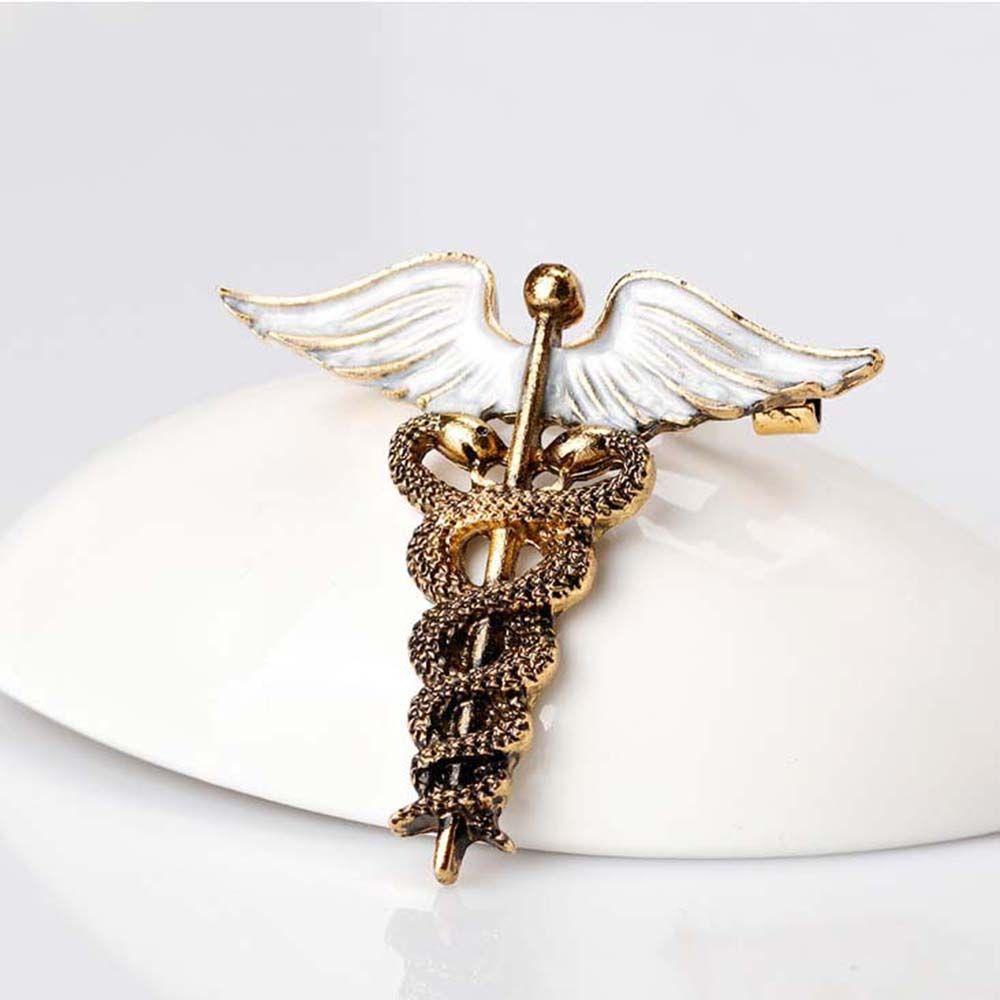 Retro Luxury Rod Badge Angel Wings Caduceus Collar Clothing Jewelry Brooch Pins Corsage Accessories