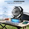 20000 мАч Кемпинговый вентилятор Работающий от батарей Вентилятор в промышленном стиле 4 светодиода и 4 скорости Настольный вентилятор Перезаряжаемый с пульта ДУ Наружные вентиляторы для палатки