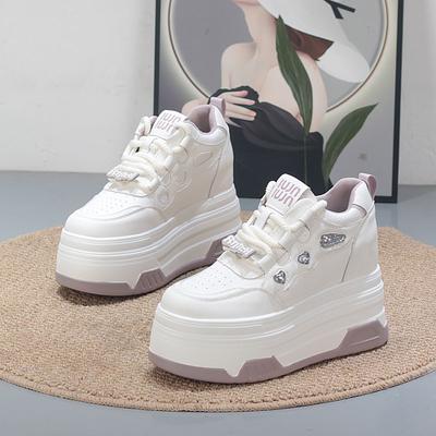 Мода 10СМ Коровья замша Натуральная кожа Платформа Клин Скейтбординг Высокий Бренд Каблуки Повседневная Женская Вулканизированная Обувь Летняя Обувь