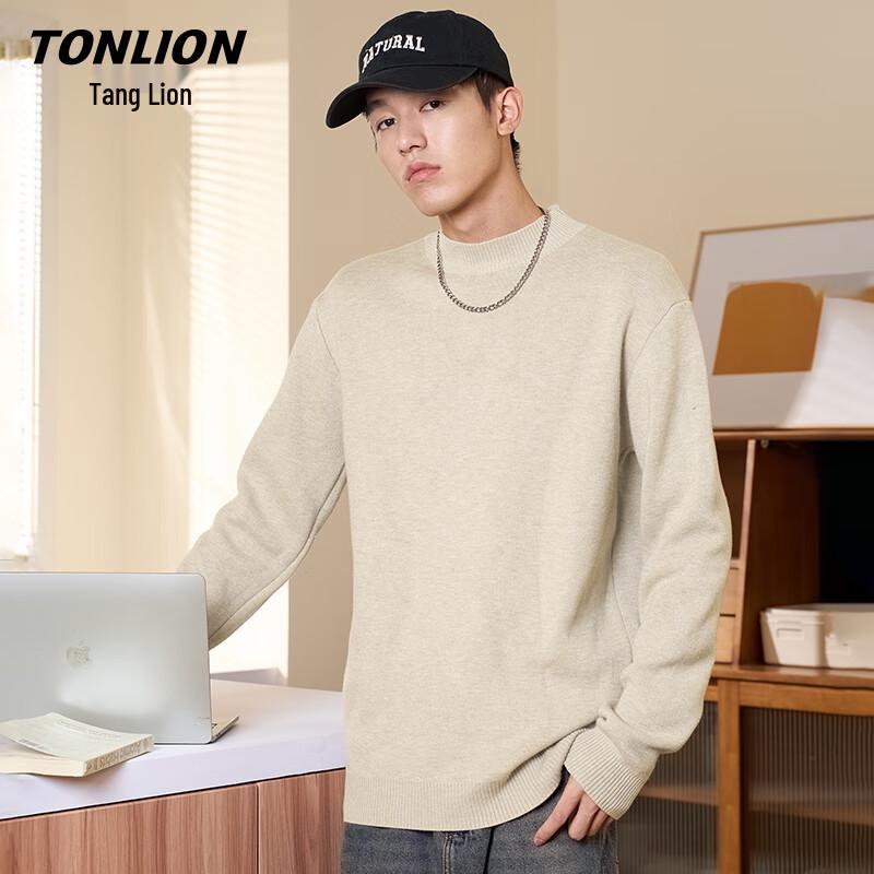 Мужской пуловер TonLion с двойной нитью, крупной вязки, с круглым вырезом