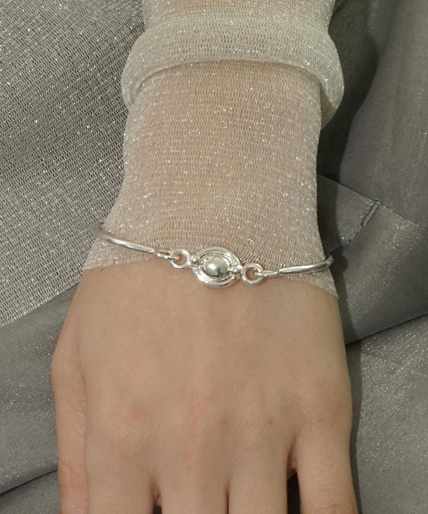 Limilimi Raindrop Bangle Bracelet 03 Silver Stone