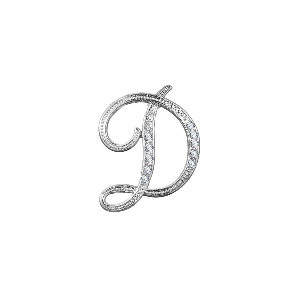 Suit Collar Accessories 26 English Letters Rhinestone Clip Initial Lapel Pin Crystal Letter Brooch