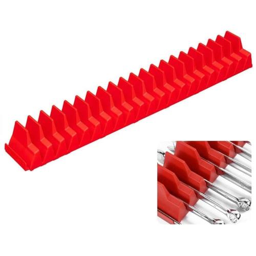 Portable Wrench Storage Rack, Holds 20 Wrenches, Easy Installation, Practical, Organizing Rack, Removable Storage, Durable Tool Tray, Red