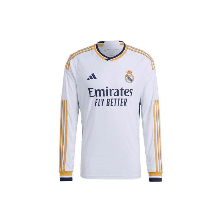 adidas Домашний аутентичный джерси Real Madrid 23/24 белого цвета с длинным рукавом для мужчин в уличной одежде IA9978