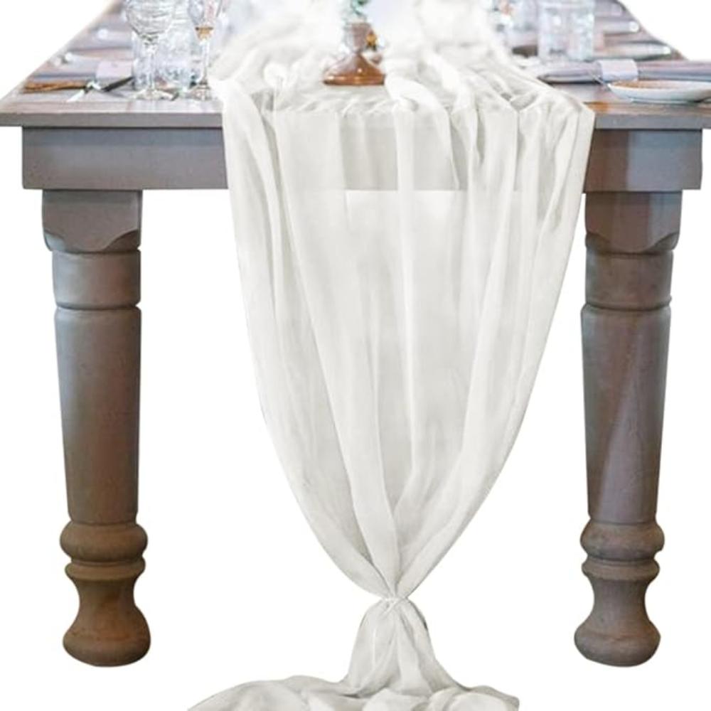 72 см x 305 см шифоновая дорожка для стола Пасхальная весна Бохо деревенская свадебная дорожка Прозрачные украшения для девичника