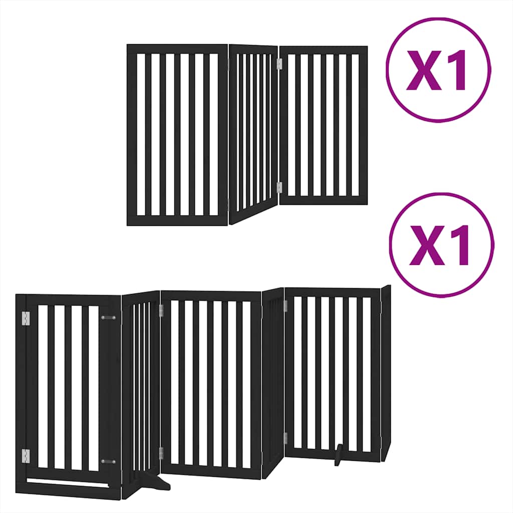 Vidaxl Składana Bramka Dla Psa, Z Drzwiami, 9 Paneli, Czarna, 450 Cm