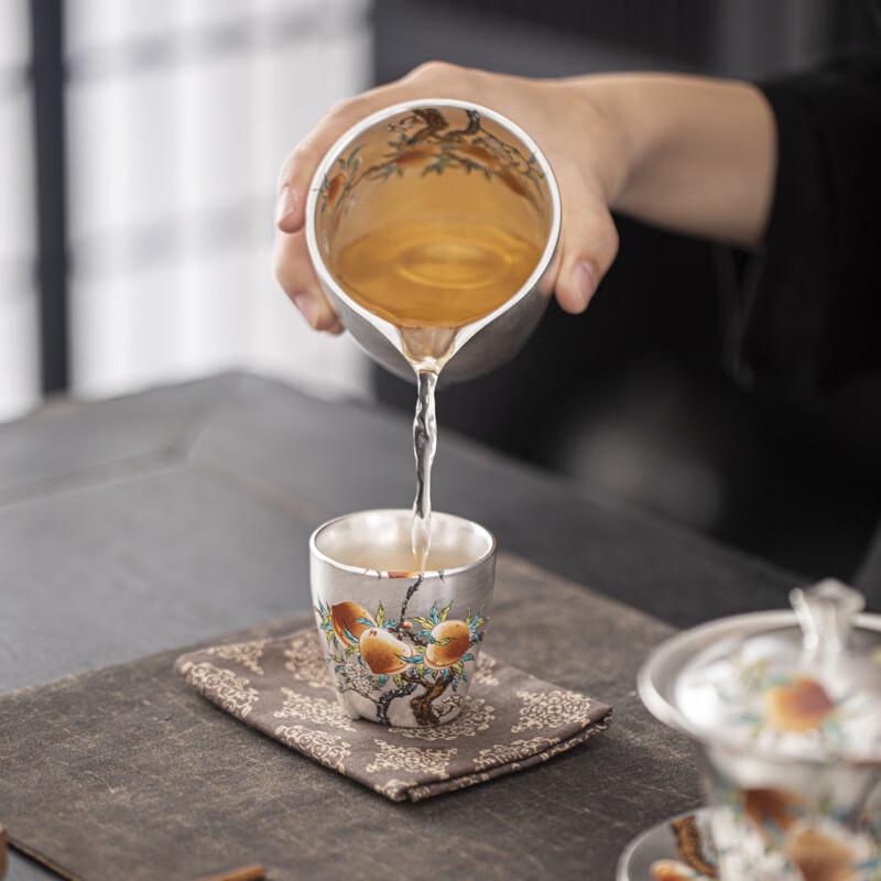 Gilded Silver Nine Peaches Gongfu Tea Set