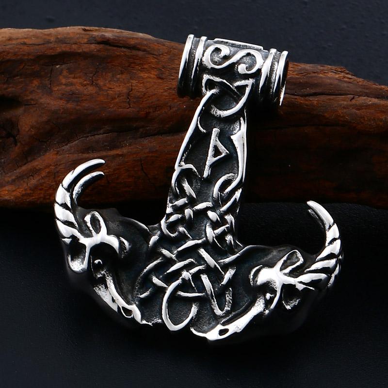 BEIER thor's hammer mjolnir pendant necklace viking scandinavian norse viking necklace with stainless steel chain BP8-384