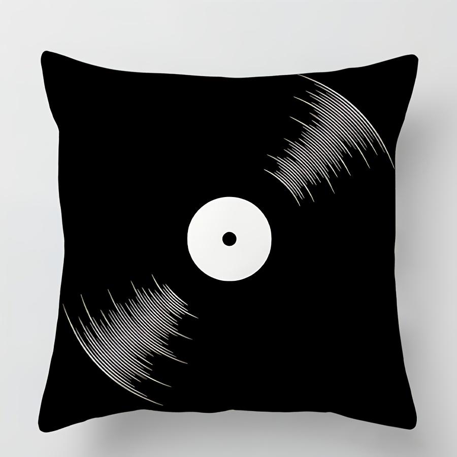 Music Theme Pillowcase Piano Musical Notes CD Print Decorative Cushion Cover for Home Interior Party Decor