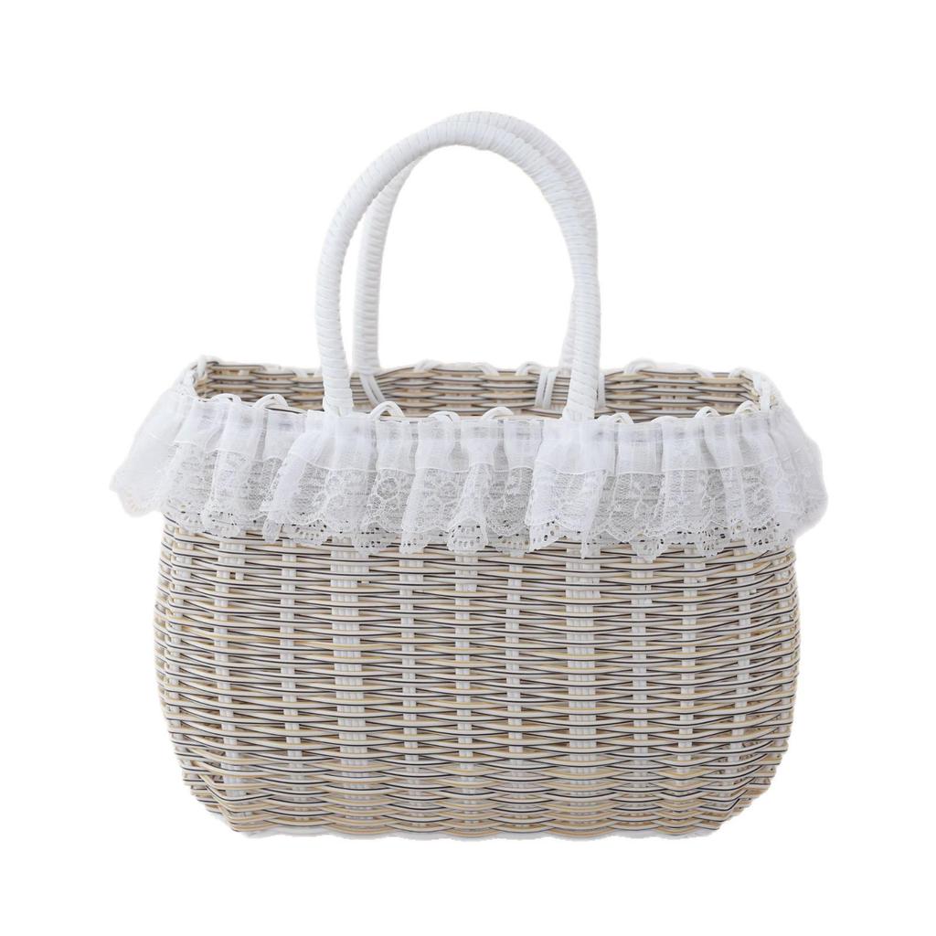 Красочная плетеная пластиковая корзина: Ручной сувенирный подарок, Имитация ротанга, Женская корзина для ванной и хранения