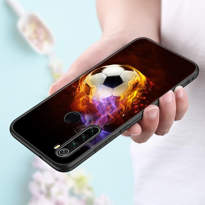 Силиконовый чехол для телефона с огненным футбольным мячом для Xiaomi Redmi Note 11 10 9 8 Pro 11T 10T 10S 9S 8T 9 9A 9C 9T, черный чехол