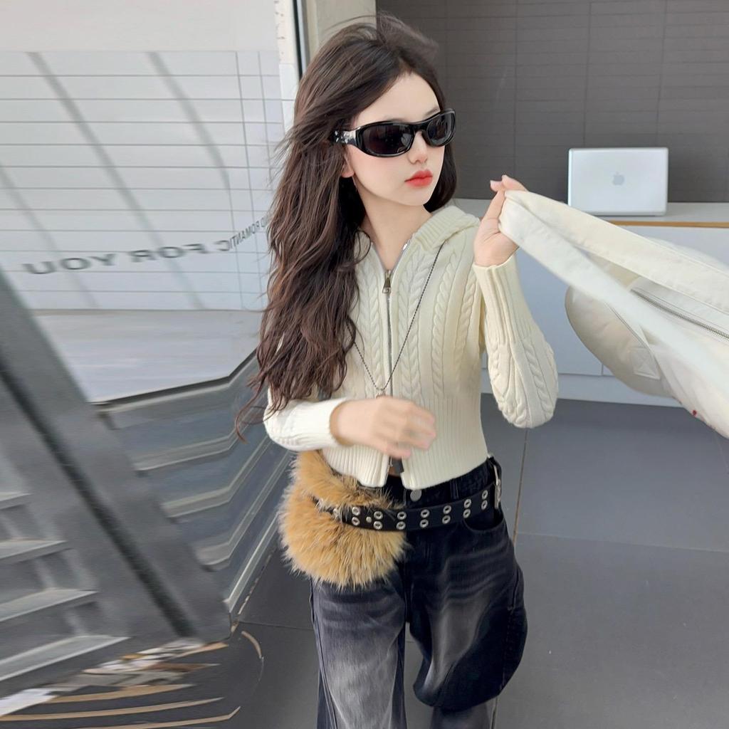 Комплект для девочек «Осень 2025», кардиган с капюшоном и джинсы в корейском стиле