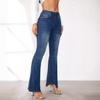 Women's Stretch Mid Waist Pant Flared Jeans Slim Stretch Denim Trousers