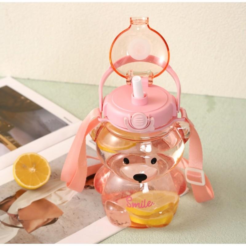 Sweet Bear Pink 1L Water Bottle with Handle for Kids