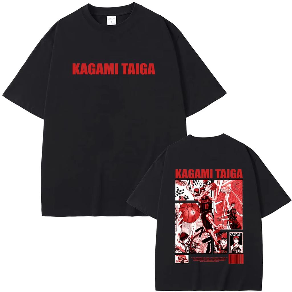 Japanese Anime Kuroko's Basketball Kagami Taiga Graphic Print Unisex Fashion Casual Soft Pure‑Cotton Short‑Sleeve  T-shirt