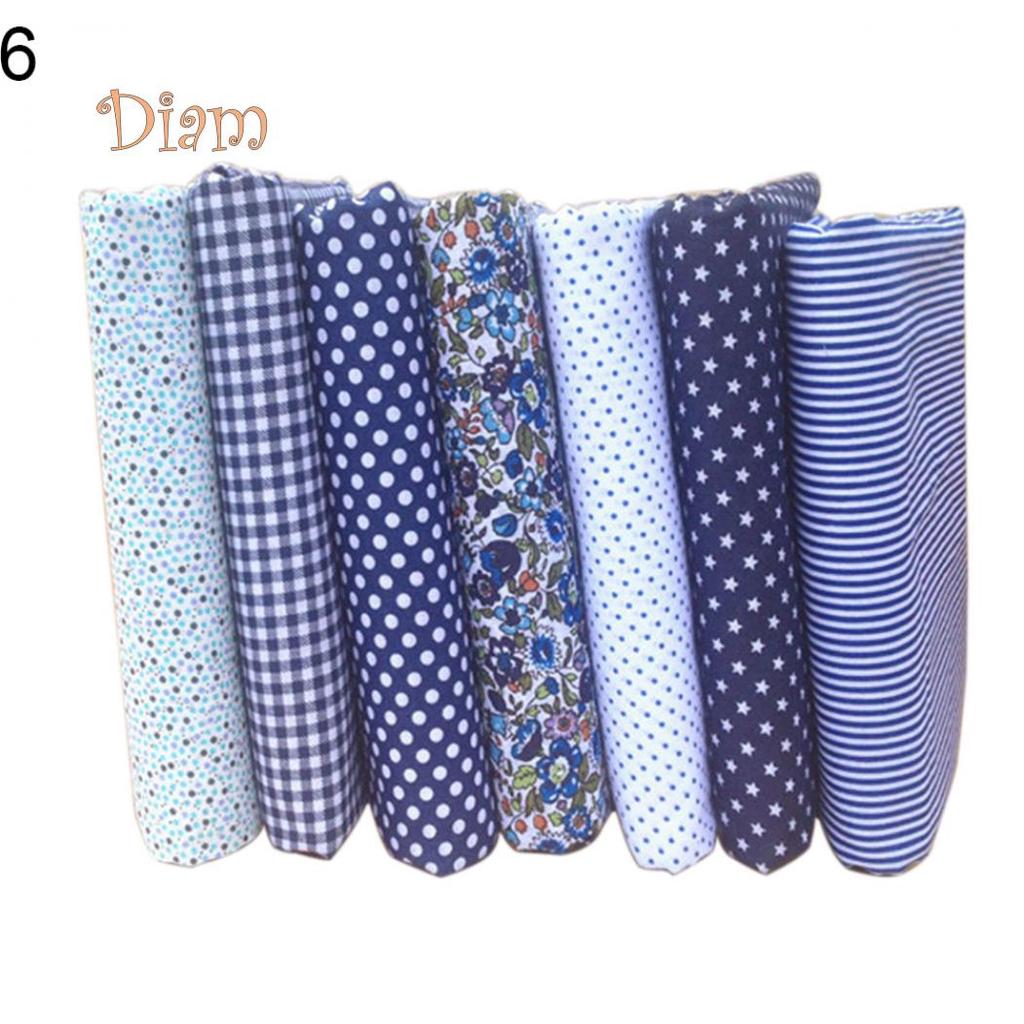 Lachepper 7Pcs/Set Fabric Floral Plaid Cotton Cloth DIY Craft Sewing Handmade Accessories