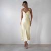 A New Style of Dress with Strappy Satin Finish, A Fashionable Backless Strappy Cinched-waist Dress