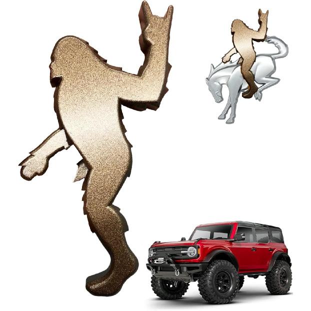 Дополнительный значок Сасквоча для Bronco, 3x4 дюйма, Внедорожная наклейка с клеем 3M, Аксессуар для автомобиля (Черный металлик2)