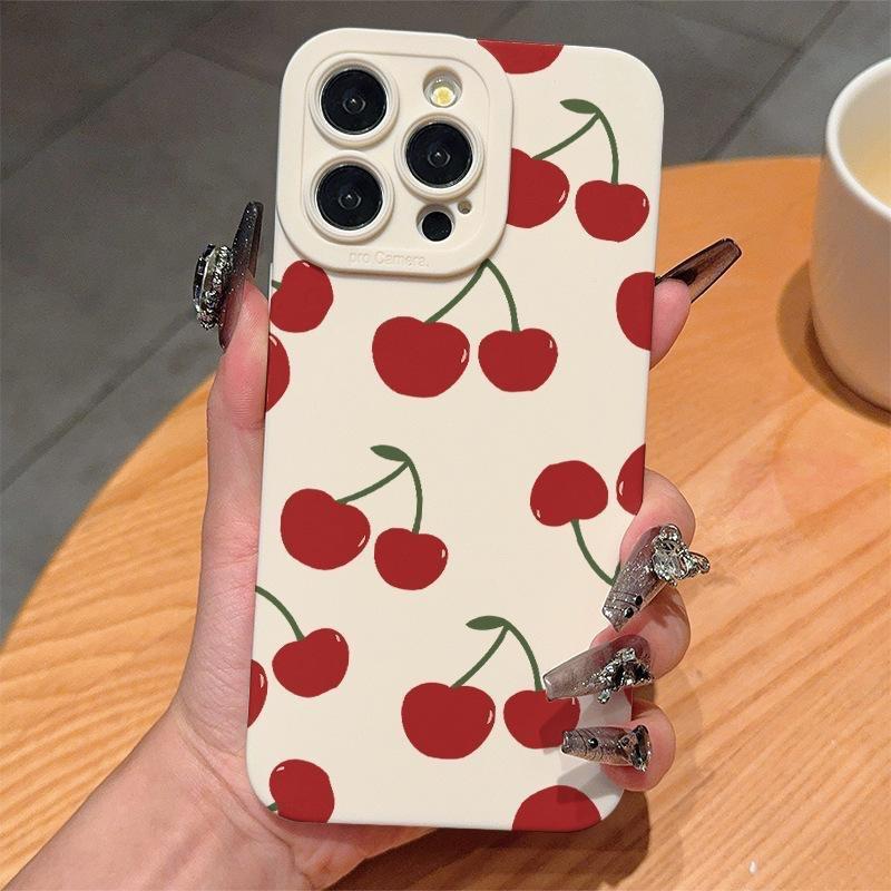Вишни подходят для чехла для мобильного телефона Apple 17 iPhone16/15/14 простой 13promax противоударный 12/11 мягкий 7