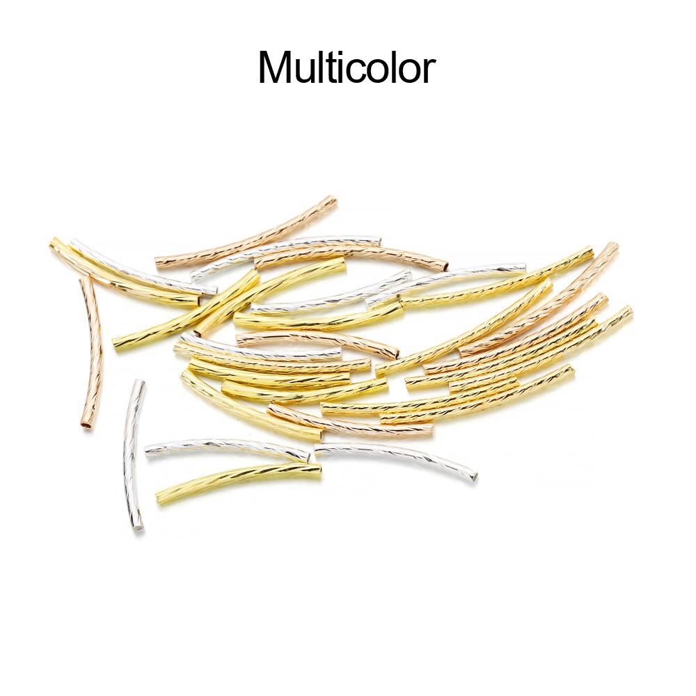 100pcs/lot 25-30 mm Stripe Copper Curve Tube Spacer Beads Connectors For DIY Jewelry Making Bracelet Necklace Accessories