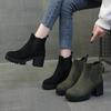 Fashion Women's Chunky Heeled Chelsea Boots Plus Size Round Toe Slip On Ankle Boots Women Autumn Winter Comfy Platform Short Botas Mujer