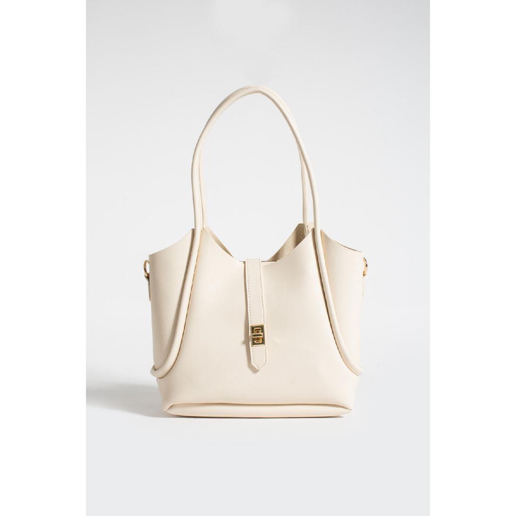 Women's Black Zippered Two-piece Cross Strap Hand Shoulder Bag