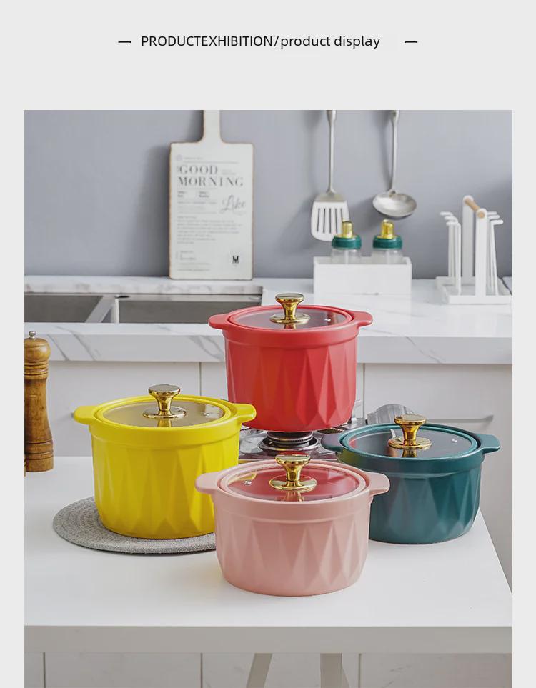 Современная простая матовая глазурь из керамики - жаропрочная, креативная кастрюля для тушения