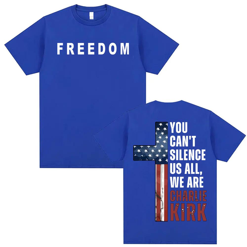 You Cant Silence Us All Charlie Kirk Christian Conservative Tshirts for Unisex Women Vintage Gothic T Shirt Short Sleeve T Shirts