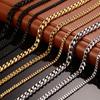 Stainless Steel 3/5/7mm Cuban Link Chain Necklace for Men Women Couples Boyfriend Husband Punk Style Jewelry