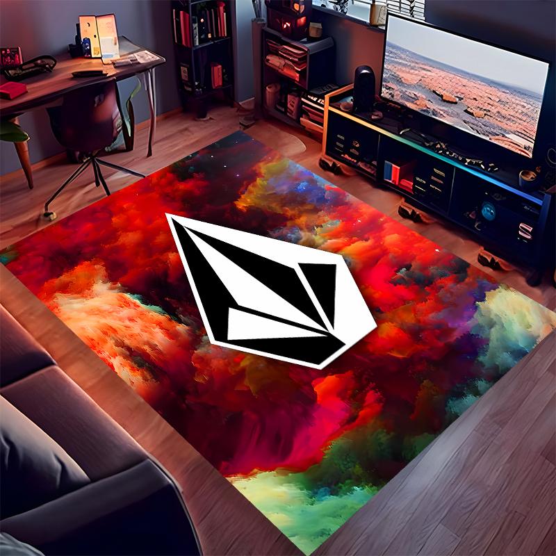 1pc V-VOLCOM LOGO5 Print Area Rug - Soft, Washable Non-Slip Indoor Mat for Office Chairs, Living Room, Home Office Decorative Rug