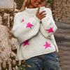 Winter Women's Casual Loose Turtleneck Pullover Sweater Long-sleeved Five-pointed Star Pattern Sweater Top