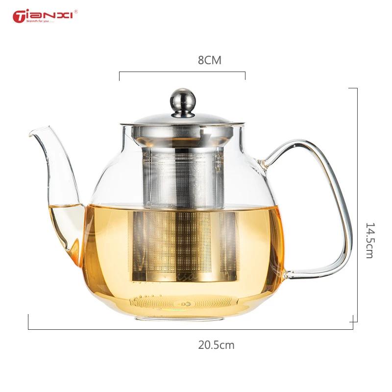 Фильтруемый стеклянный чайник, фильтр из нержавеющей стали, чайный набор, чайник Пуэр, стеклянный кофейник, удобный кофейник с офисной ручкой