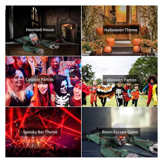 Хэллоуин ползающий призрак украшение реалистичный электрический скелет декор со страшным звуком светящийся