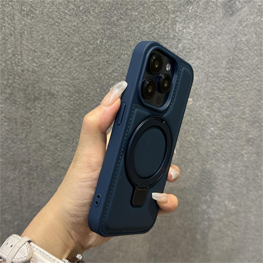 Роскошный кожаный чехол-подставка с кольцом для бизнеса с магнитной фиксацией для iPhone 16 Pro Max 15 14 13 12 для беспроводной зарядки MagSafe, противоударный чехол