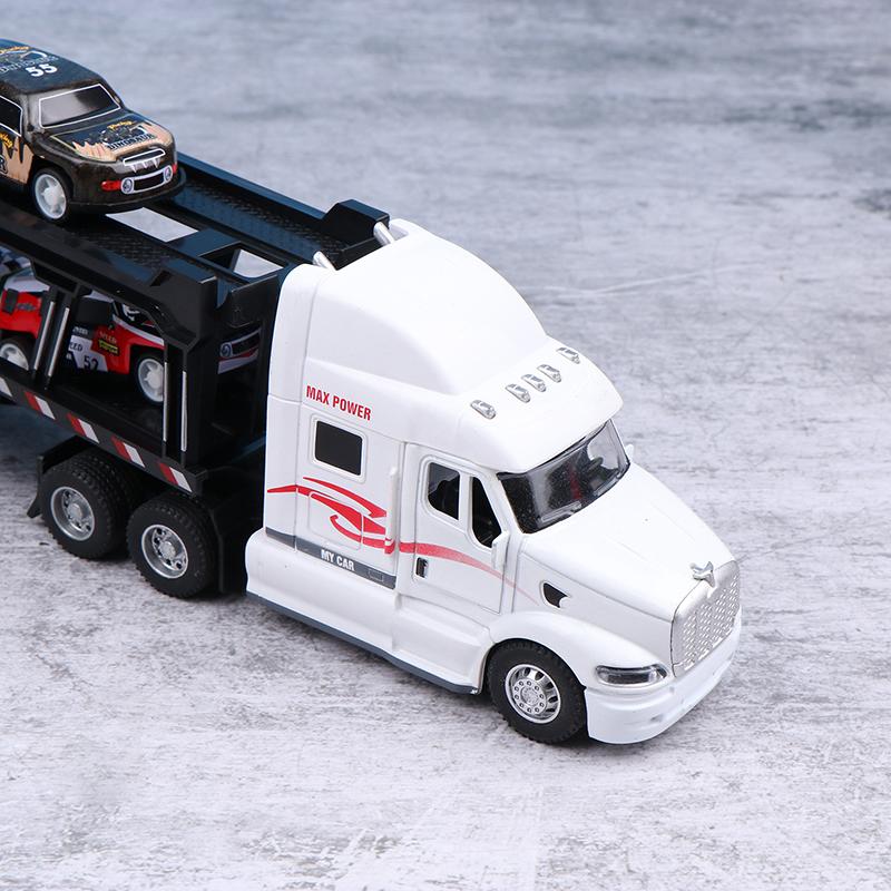 Американский большой грузовик из сплава с 6 шт. мини-моделью литого под давлением автомобиля из металлического сплава, масштабные игрушки, транспортные средства, грузовик для детей