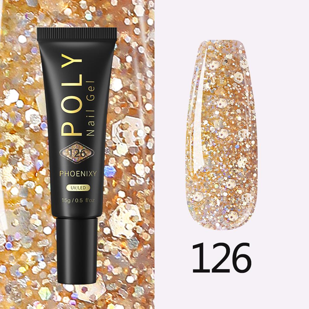 PHOENIXY 37 цветов поли УФ-гель для наращивания ногтей с блестящим лаком для ногтей для шедевров нейл-арта с использованием полигеля