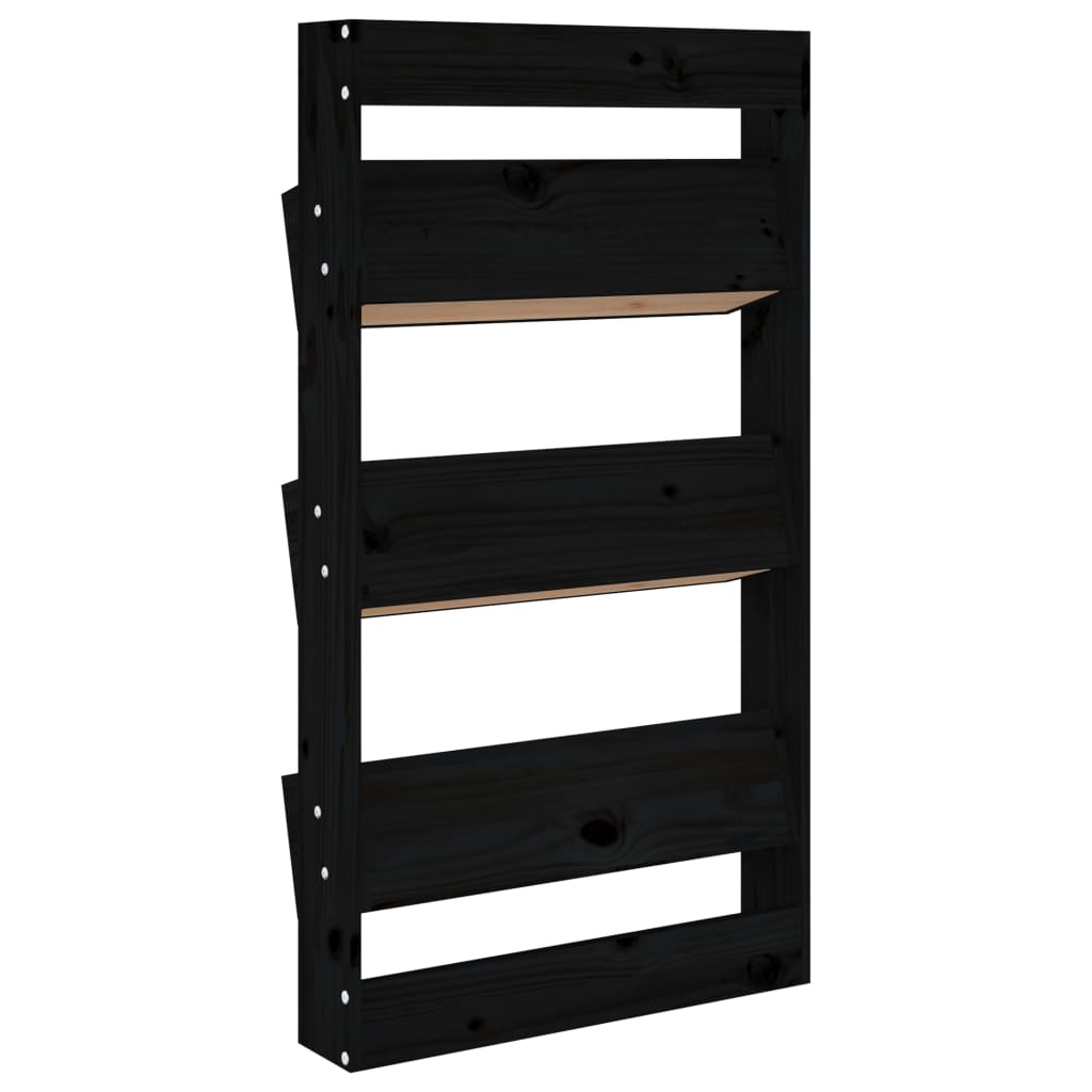 Wall Mounted Plant Box 3 Tier 60 x 18.5 x 110 cm Black Pine Wood