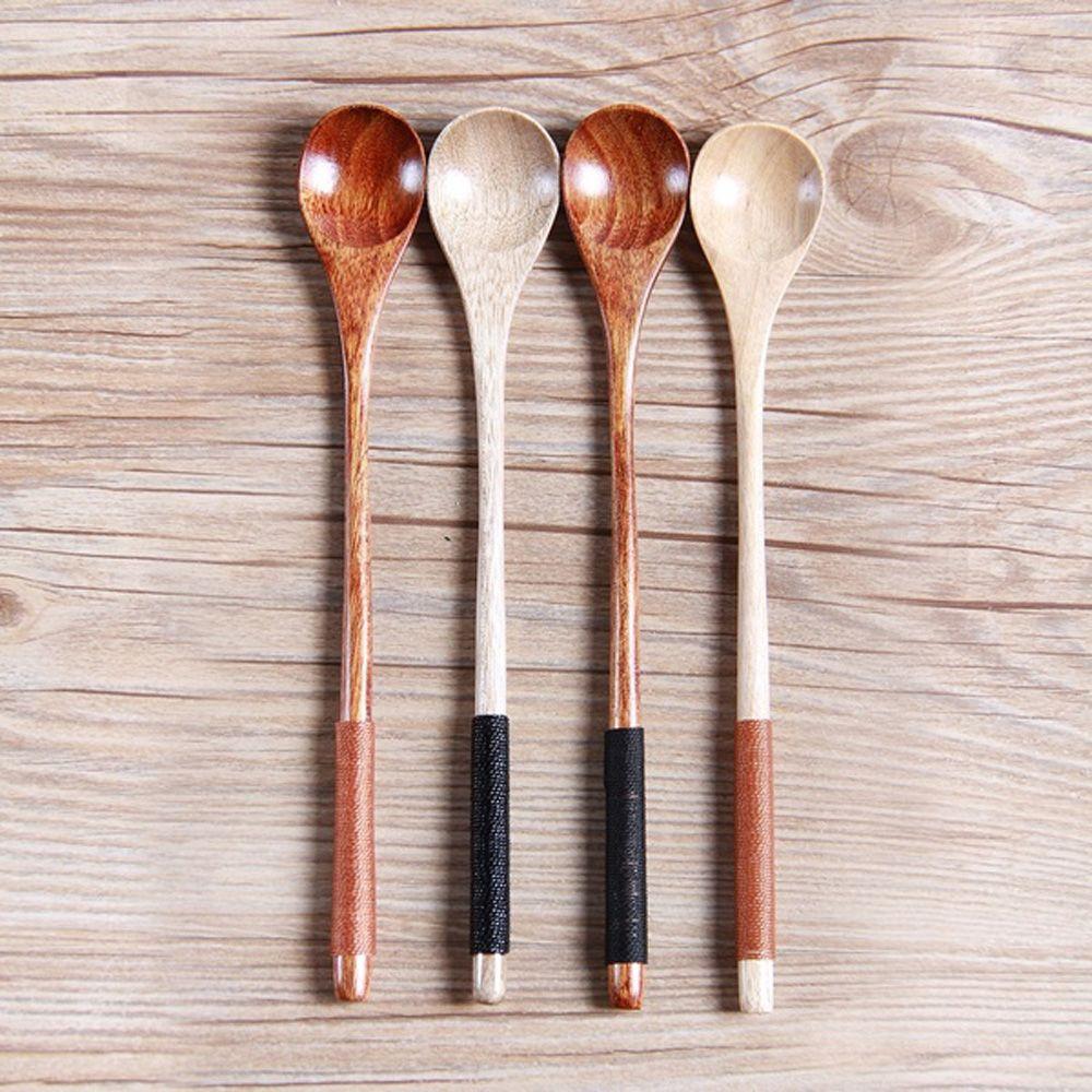 Traditional Tableware Rice Soup Desserts Condiment Wooden Spoons Kids Spoon Tea Scoops Long-handled