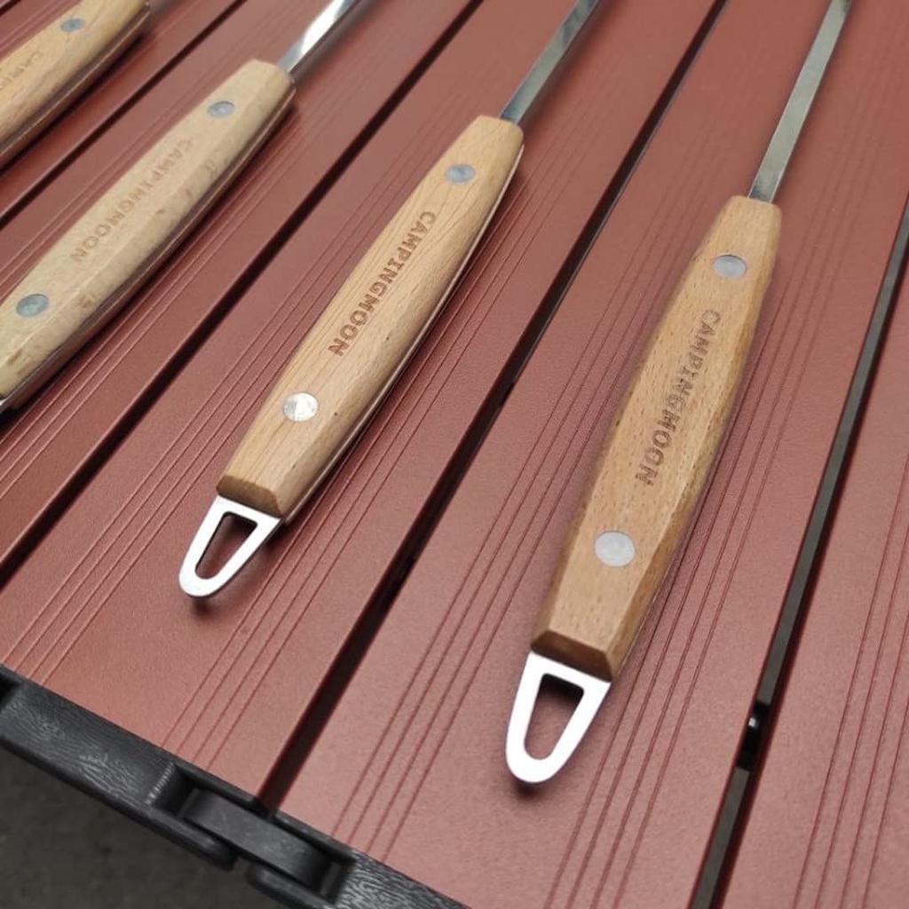 CAMPING MOON Wooden Handle Barbecue Skewers, 470mm, Set of 8, K-480