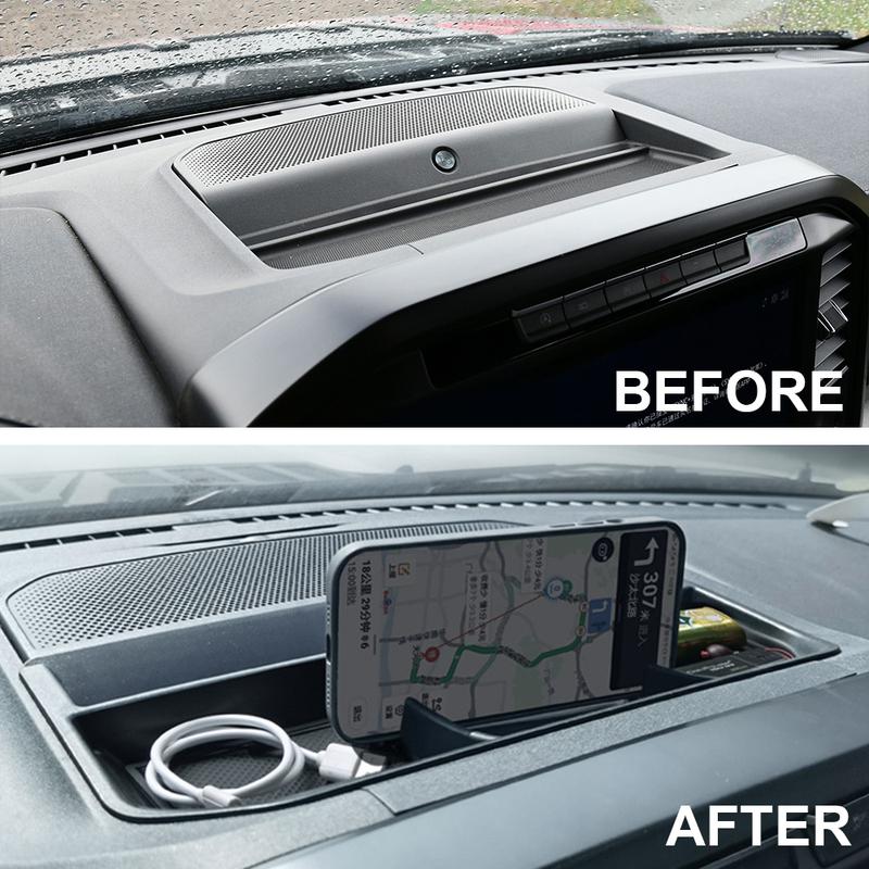 For Ford F150 2024 Dashboard Organizer Tray Armrest Storage Box With Pad Rubber Compatible F150 Accessories