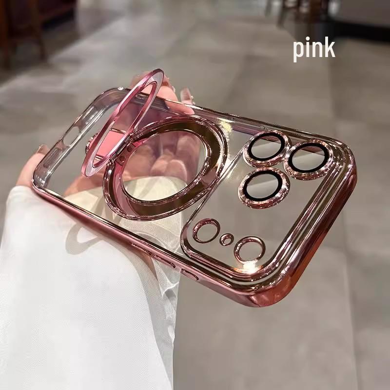 Магнитная подставка-кольцо для iPhone 17/16 Pro Max Гальванизированный мягкий чехол