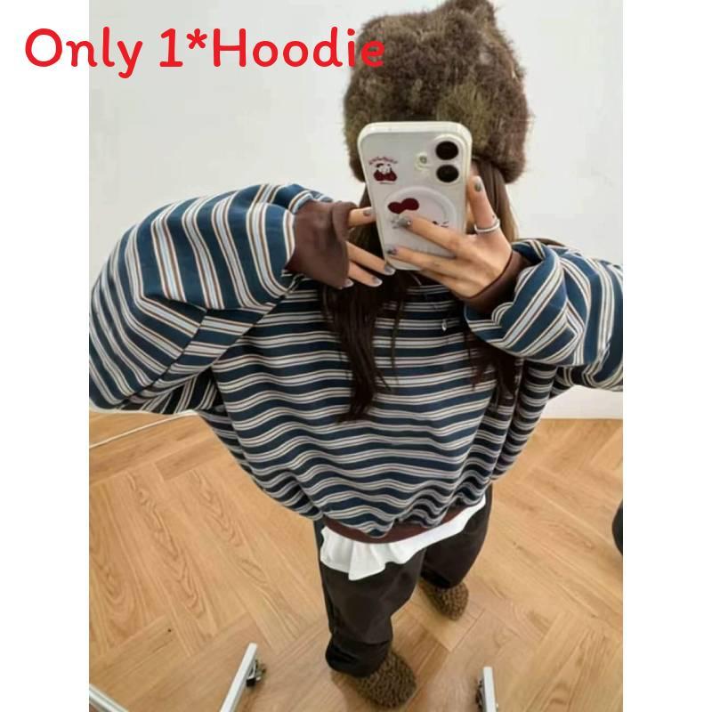 Spring Girls Striped Casual Sweatshirt With Patching For Daily Wear