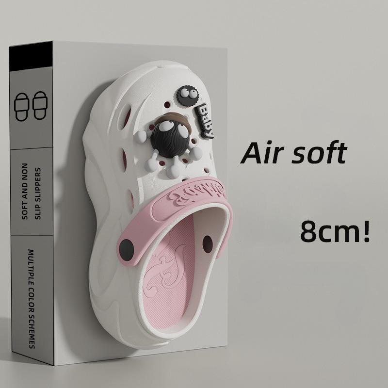 Разноцветные массивные сабо на платформе для женщин, лето 2024, пляжные сандалии с мягкой толстой подошвой, женские нескользящие тапочки на танкетке из ЭВА