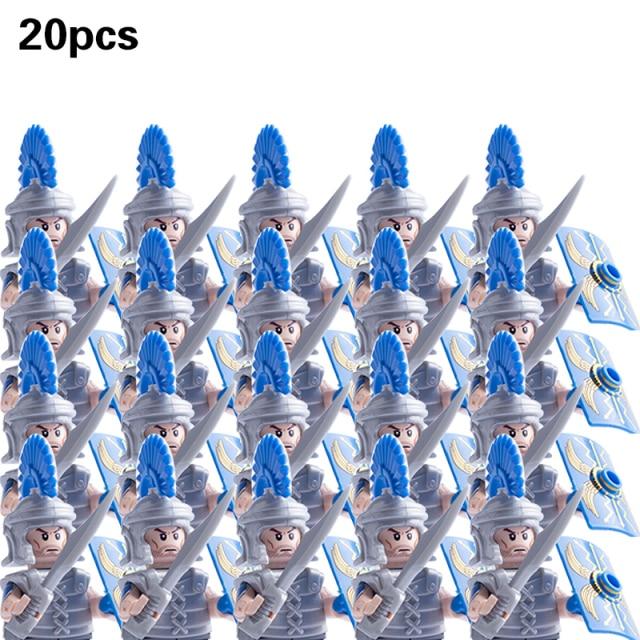 Средневековые военные наборы, фигурки, строительные блоки, шлемы, детали солдата, рыцарское оружие, римский меч, аксессуары, игрушки для детей