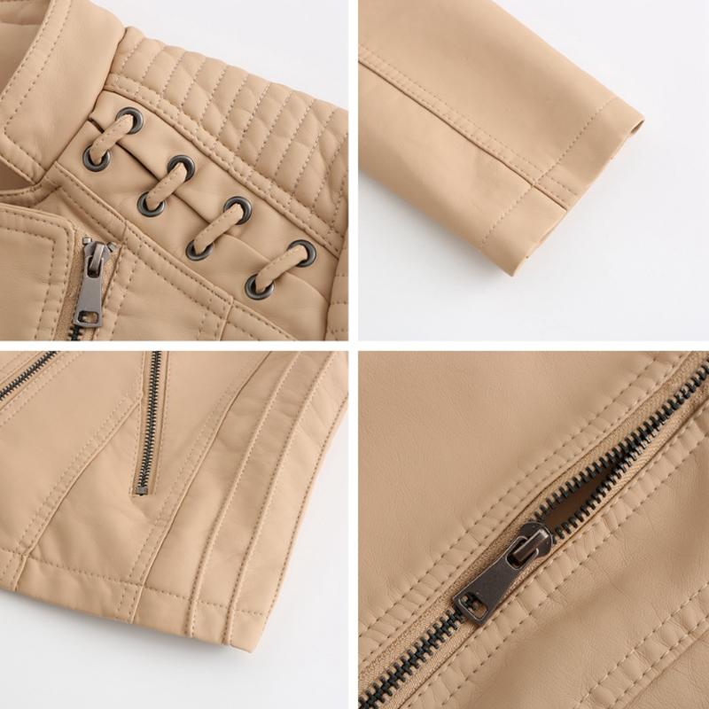 Женская осенне-зимняя кожаная куртка, модная повседневная приталенная мотокуртка, стильная байкерская куртка, мотоциклетная одежда для женщин