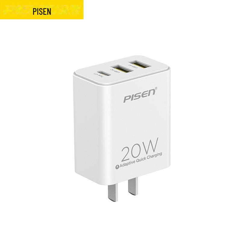 PISEN 20W Мини-зарядное устройство с двумя портами A+C - Быстрая зарядка для Apple и Huawei