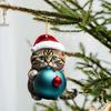 Vibrant Color Super Cute Car Cat Santa Charm Acrylic Hat Kitten Christmas Tree Hanging Decoration